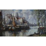 Struan Robertson - View of Bruges, oil on board, signed lower left, 29 x 49 cm,