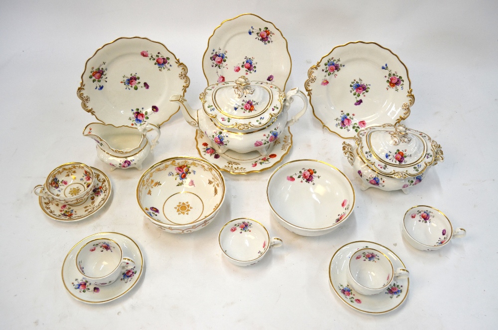 A Ridgway part tea service decorated with polychrome floral sprays and sprigs with gilt moulded - Image 2 of 8