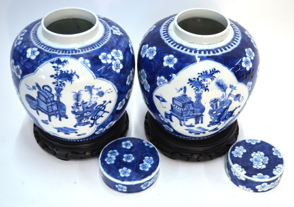 Three blue and white Chinese vases, all with Kangxi four-character marks, - Image 3 of 8