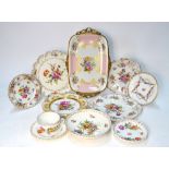 A Limoges gilt-metal mounted, pink tray, 42 cm.