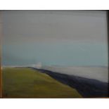 John Lawrence - Abstract landscape, oil on board, signed with initials lower right,