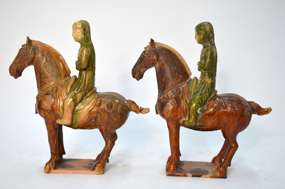 Two Sancai figures of horse riders in the style of the Tang Dynasty, - Image 4 of 7