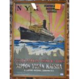 A pre-War Nippon Yusen Kaisha (NYK) Line advertising poster depicting the passenger and general