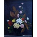 ERA? - Two still life studies with flowers, one oil on canvas, the other oil on board,