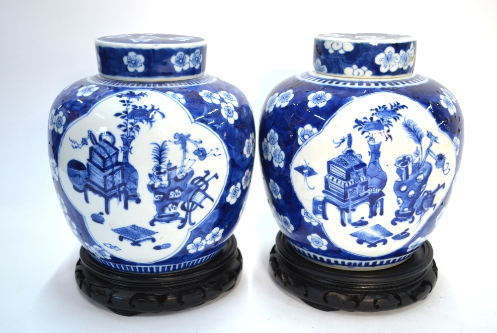 Three blue and white Chinese vases, all with Kangxi four-character marks, - Image 2 of 8