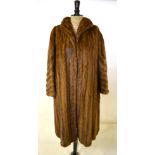 A mid-brown shadowed mink coat with neat collar and flared sleeves, 56 cm across chest,