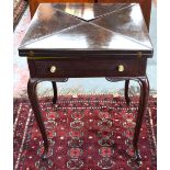 A late 19th/early 20th century red walnut envelope card table,