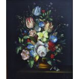 Reinhardt - 'Mixed flowers', still life study with flowers, oil on board,