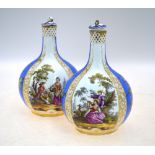 A pair of Dresden bottle vases;