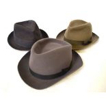 A gentleman's grey felt 'The Acme Hat' Homburg retailed by Aristos, London 7-1/4,
