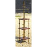 An Edwardian mahogany three tier adjustable standard lamp base,