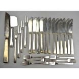 A part set of German 800 grade Modernist flatware and cutlery by Frans Bahner of Dusseldorf (marked