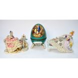 A Continental, egg-shaped, box with hinged cover decorated with two narrative scenes,