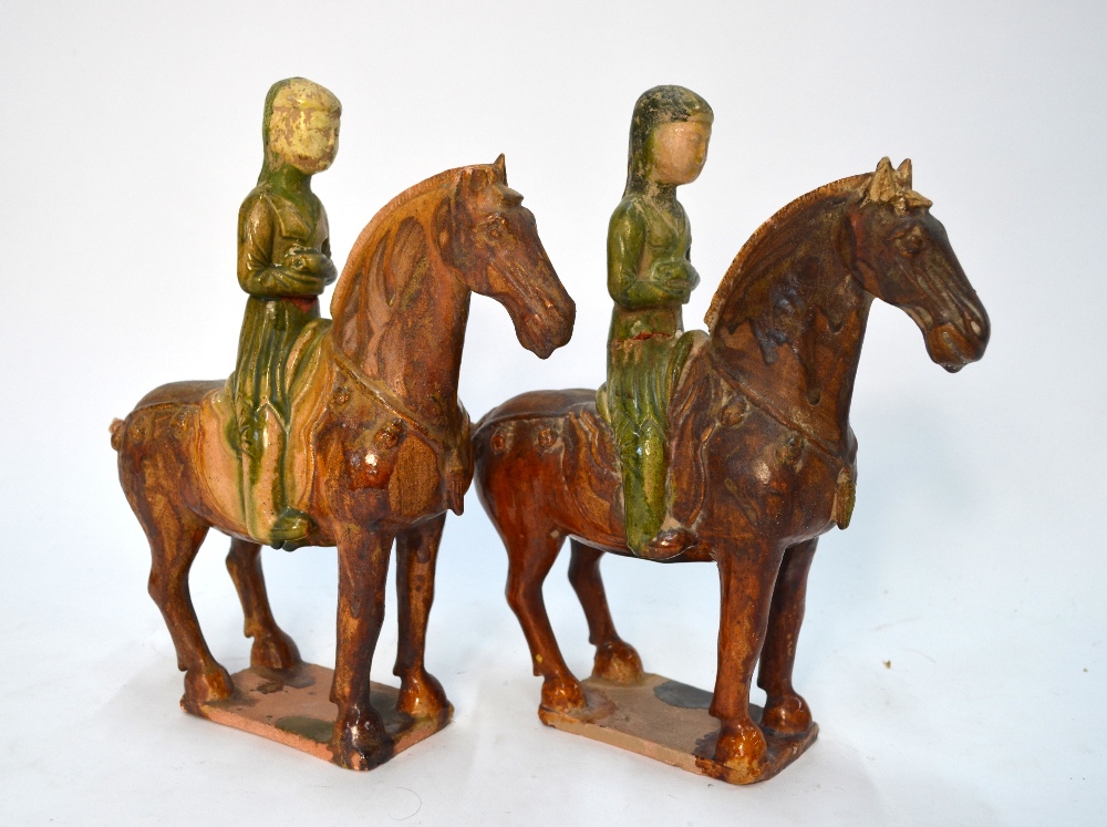 Two Sancai figures of horse riders in the style of the Tang Dynasty,