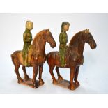 Two Sancai figures of horse riders in the style of the Tang Dynasty,