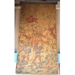 A 19th century printed tapestry style hanging panel depicting a War of the Roses themed procession