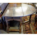 A 17th century oak gateleg table,