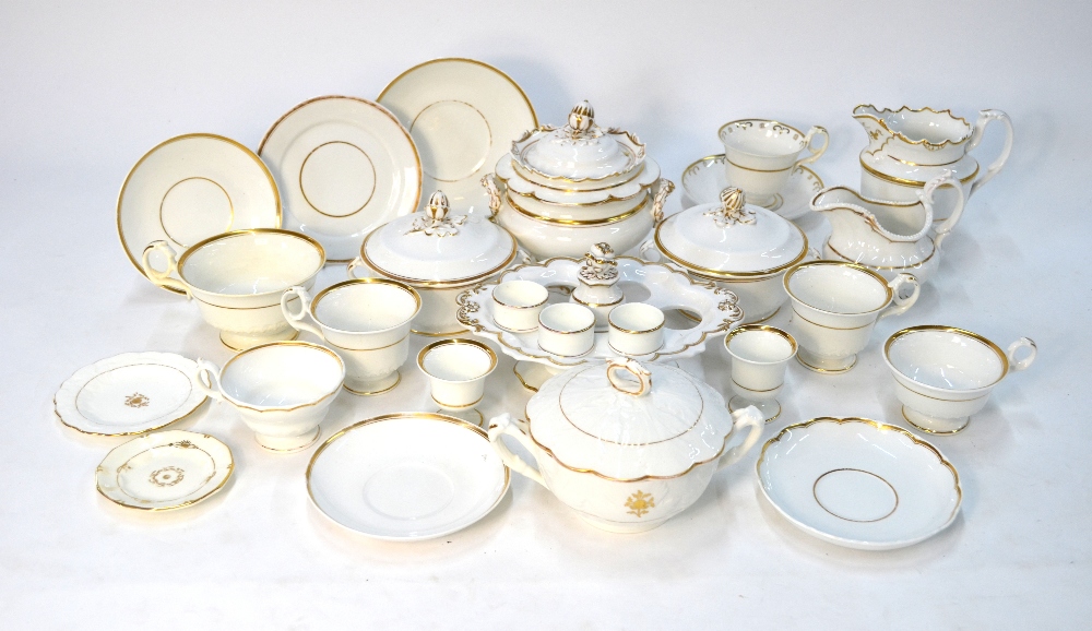 A collection of Ridgway breakfast and teawares decorated with gilt rims, c. 1840's, including patt.