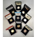 Five boxed silver proof and parcel gilt commemorative Two Pounds coins,