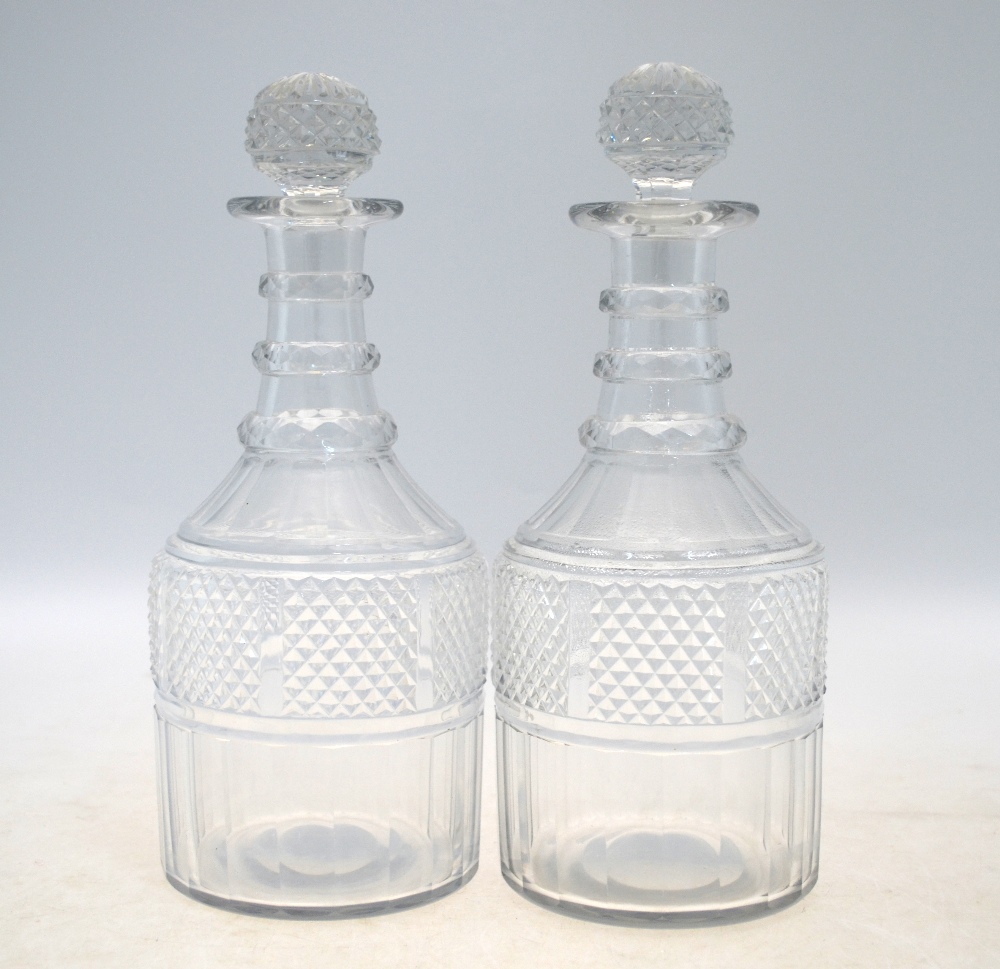 A pair of Georgian cut glass decanters; - Image 2 of 5