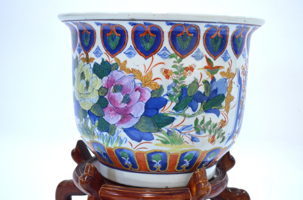 A famille rose and underglaze blue decorated planter; the base with six-character mark; - Image 2 of 6