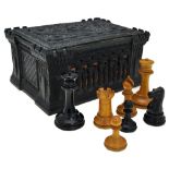 A 19th century Staunton boxwood and ebony weighted chess set by Jaques & Son, London,