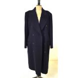 A Lady's Jaeger navy blue wool and cashmere full length coat,