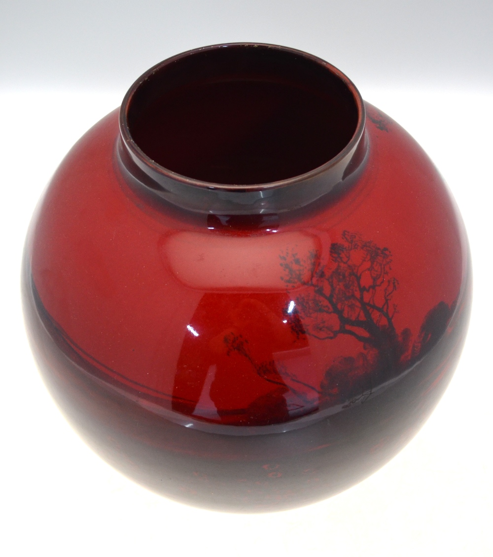 A large Royal Doulton flambe-red, glazed oviform vase, - Image 3 of 6