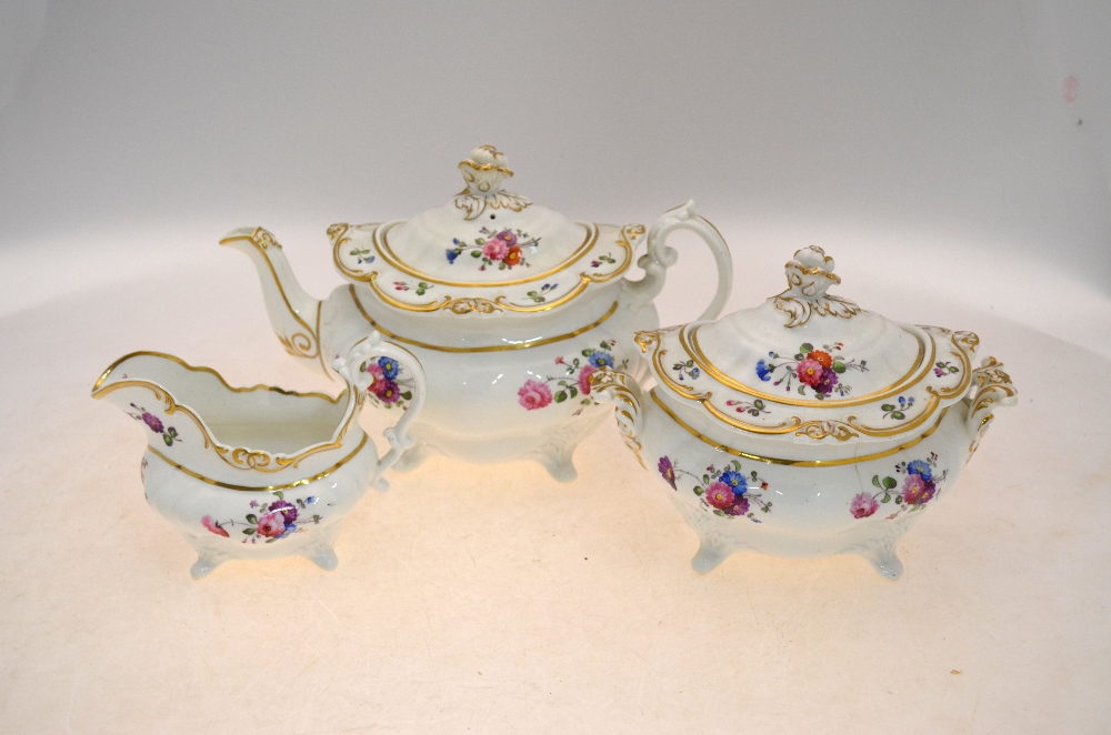 A Ridgway part tea service decorated with polychrome floral sprays and sprigs with gilt moulded - Image 5 of 8