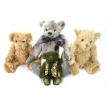 Four mohair teddy bears - Romney Bear, 34 cm; Hump back unmarked blond bear,