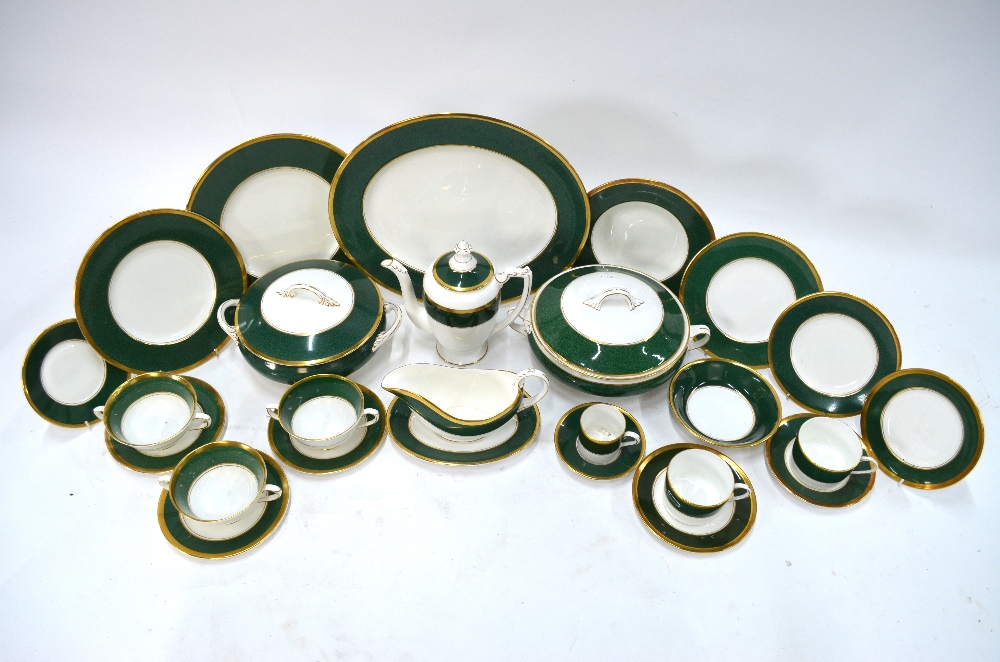 Coalport 'Athlone - Green' part dinner, tea and coffee service comprising; Seven 27.