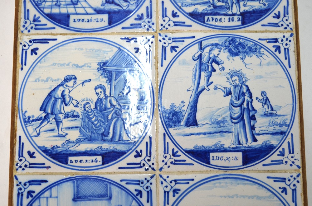 A set of eight blue and white Dutch Delft tiles depicting scenes from the New Testament, 12.5 x 12. - Image 3 of 5