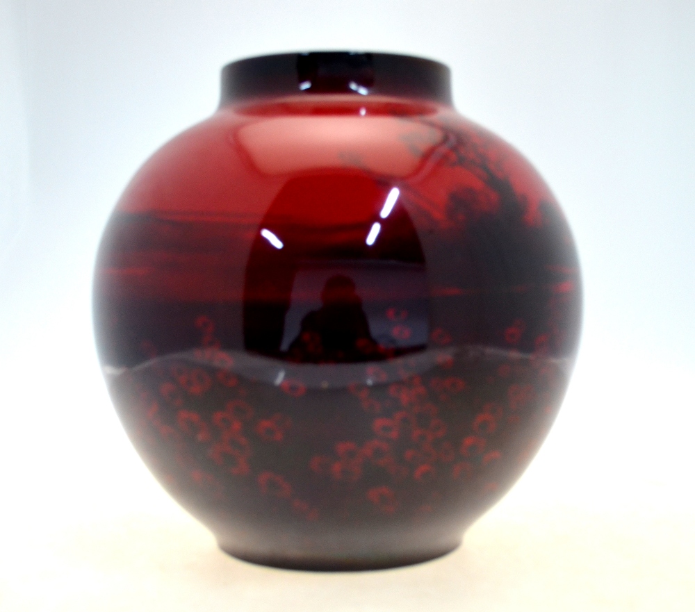 A large Royal Doulton flambe-red, glazed oviform vase, - Image 2 of 6