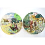 Two Burleigh ware circular plaques: one depicting the hunt;