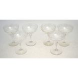 A set of six cut and etched glass champagne bowls (6)