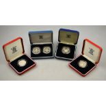 Two boxed silver proof Piedfort £2 commemorative coins,