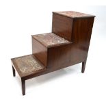 A 19th century mahogany library box steps, the top step hinged to reveal a storage well,