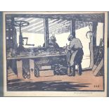 Eric Heskeff Hubbard (1892-1957) - Workshop interior, woodcut, pencil signed to lower right margin,