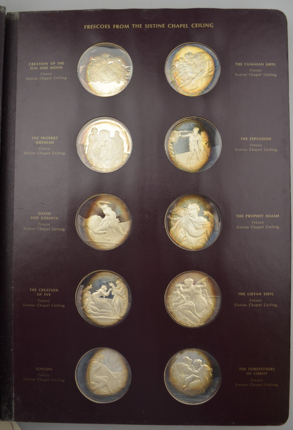 A John Pinches album containing and part-set of forty-one silver medallions from the 'Genius of - Image 3 of 4