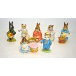 Seven Beswick Beatrix Potter characters: Hunca Munca; Cecily Parsley; Tom Kitten;