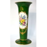 A Dresden, green-ground trumpet vase,