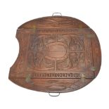 Hunting Interest: a large 'hunt-meet' oak serving tray with folding edges,