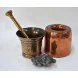 An antique bronze pestle and mortar, 9 cm high,
