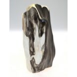 A polished block of petrified wood,