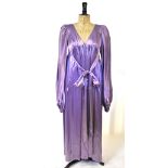 An original Biba 1970s dress heavy lilac satin maxi dress with tie to front (size 10) to/w a Biba