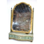 A late 19th century gilt and simulated shagreen painted platform toilet mirror,