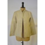 1970s/80s leather garments by Josephine - an off-white fitted leather jacket with mandarin collar,