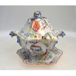 A Victorian Masons Ironstone China soup tureen, cover,