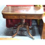 A Regency satinwood inlaid rosewood card table,