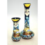 Two Moorcroft vases decorated with 'Winds of Change' pattern after Rachel Bishop, 20.5 cm & 12.